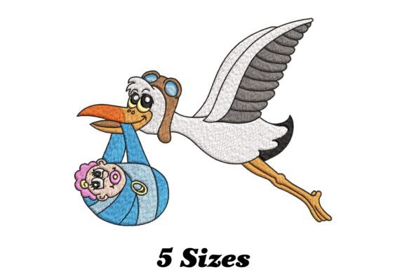Charming Stork Bird Carrying Baby Embroidery Review
