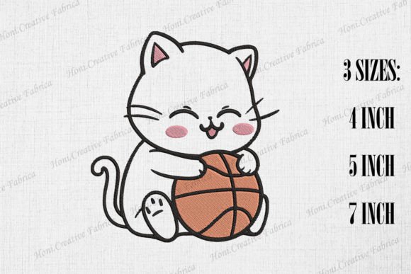 Cute Cat Loves Basketball Embroidery Review