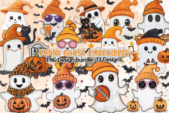 Funny Ghost Embroidery Clipart PNG Review
