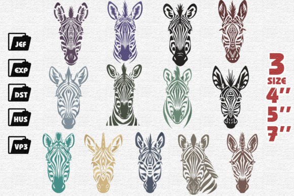 Set of 13 African Zebra Embroidery