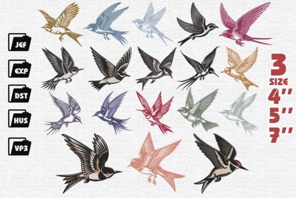 Set of 18 Elegant Swallows Embroidery Review